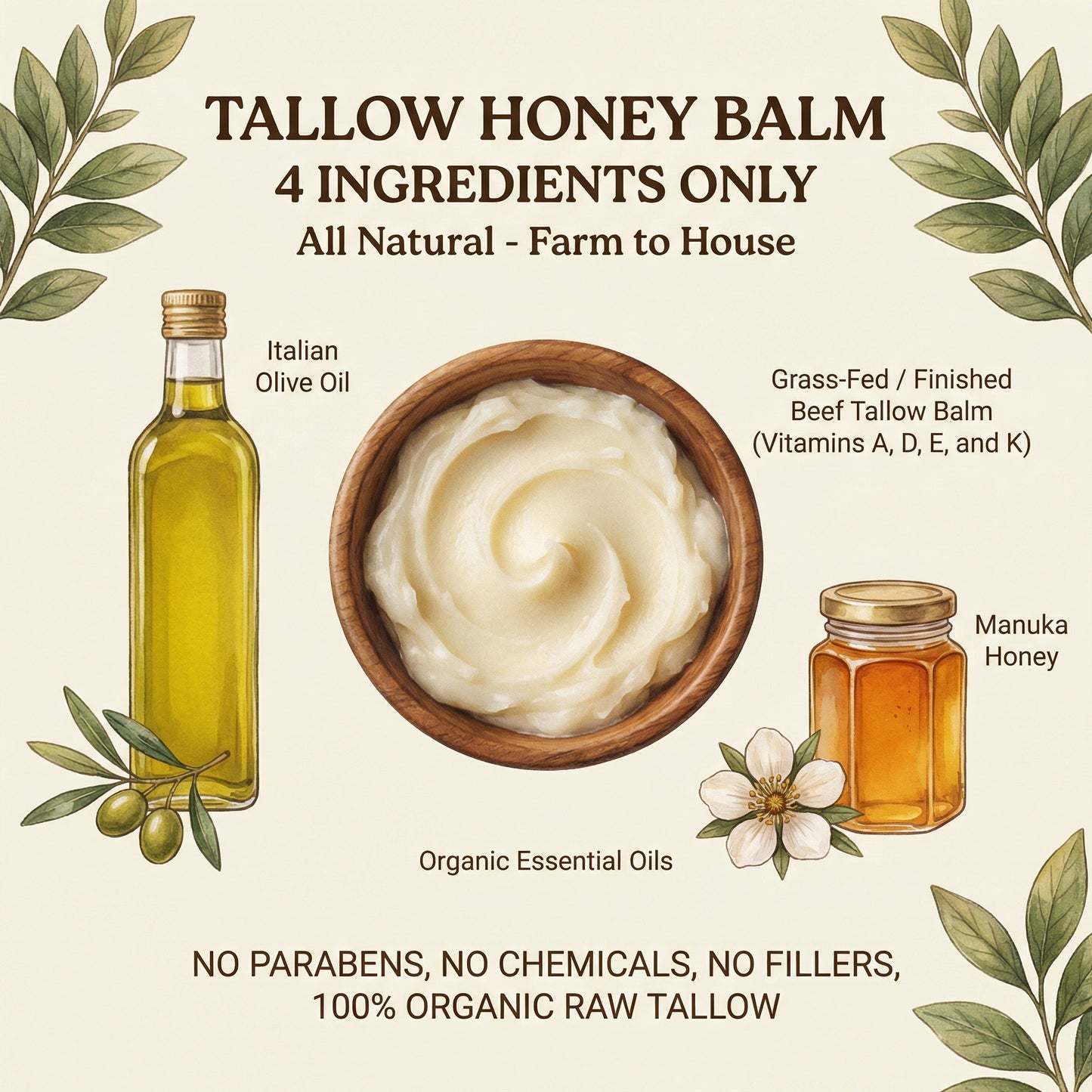 Pure Grass Fed Tallow Balm